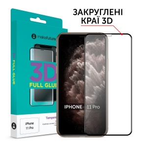 Захисне скло для смартфону MakeFuture 3D Apple iPhone 11 Pro Black (MG3D-AI11P)