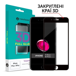 Захисне скло для смартфону MakeFuture 3D Apple iPhone 7 Plus/8 Plus Black (MG3D-AI7P/8PB)