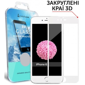 Захисне скло для смартфону MakeFuture 3D Apple iPhone 6 White (MG3D-AI6W)