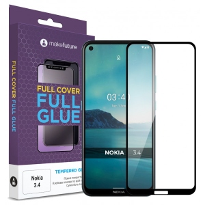 Захисне скло для смартфону MakeFuture Full Cover Full Glue Nokia 3.4 (MGF-N34)