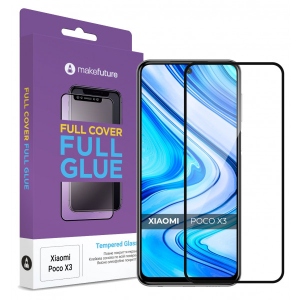 порівняти ціни на Захисне скло для смартфону MakeFuture Full Cover Full Glue Xiaomi Poco X3 (MGF-XPX3)