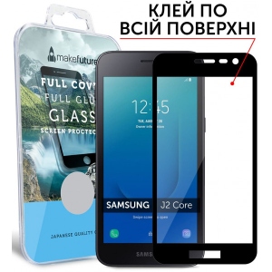 Захисне скло для смартфону MakeFuture Full Cover Full Glue Samsung J2 Core (J260) Black (MGFCFG-SJ260B)