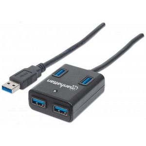 Хаб USB Manhattan Super Hi-Speed 4-port USB3.0 (162296)