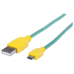 Кабель Manhattan USB 2.0 AM-micro BM 1.0m Blue/Yellow (352710)