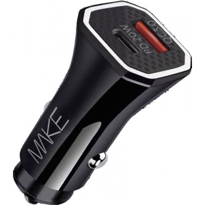 Автомобільний зарядний пристрій MAKE 38W PD+QC Black (MCW-34PBK)
