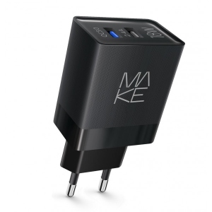 Мережевий зарядний пристрій MAKE 18W QC3.0+2.4A Black (MCW-322QBK)
