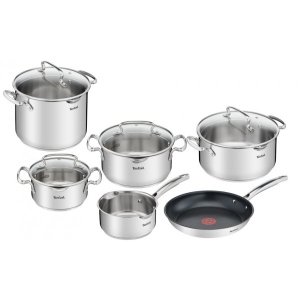 Набір посуду Tefal G718SA74 Duetto + 10 пр. Зі сковородою (кастр. 6,1/5,0/2,9/1,5 л., Ківш 1,5 л б/кр, сковорода 26 см)