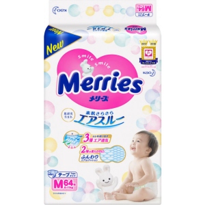 Одноразові підгузки MERRIES Розмір М (6-11 кг), 64 шт. (558430)