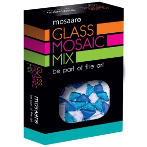 Скляна мозаїка Mosaaro Мозаїчний мікс: блакитний, білий, блакитний з блискітками (МА5001)