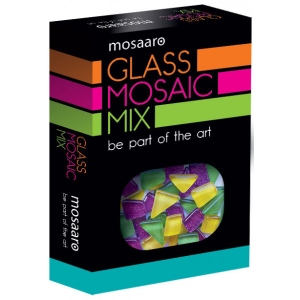 Скляна мозаїка Mosaaro Мозаїчний мікс: зелений, жовтий, фіолетовий з блискітками (МА5002)