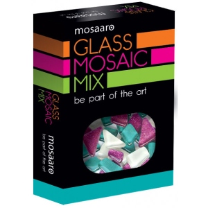 Скляна мозаїка Mosaaro Мозаїчний мікс: білий, бірюзовий, фіолетовий з блискітками (МА5004)