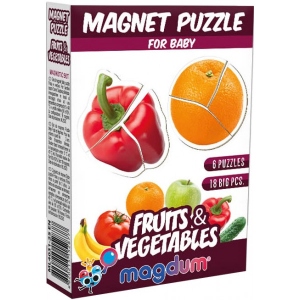 Настільна гра магнітна (3-4 роки) Magdum Baby Puzzle Фрукти і Овочі 18 ел. (ML4031-25 EN)