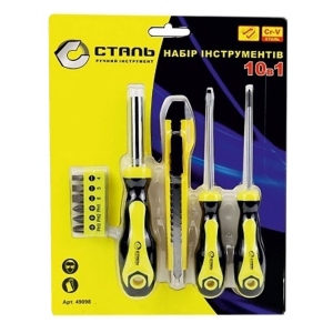 Викрутка зі змінними бітами Сталь 10 в 1 (49098)