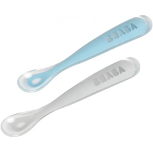Дитяча ложечка Beaba силіконова ергономічна 4+ Blue/Grey
