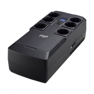 Джерело безперебійного живлення FSP NanoFit 800, 800ВА/480Вт, SCHUKO, LCD, RJ45,6*Schuko, AVR (PPF4801702)