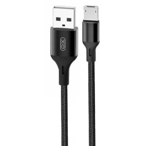 Кабель синхронізації даних XO microUSB NB143 Braided 2.4A/1m Black (NB143-M1-BK)