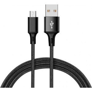 Кабель синхронізації даних XO microUSB NB143 Braided 1.5A/2m Black (NB143-M2-BK)