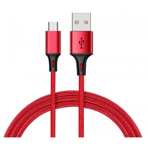 Кабель синхронізації даних XO microUSB NB143 Braided 1.5A/2m Red (NB143-M2-RD)