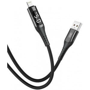 Кабель синхронізації даних XO lightning NB162 LED 2.4A/1m Black (NB162-L-1-BK)