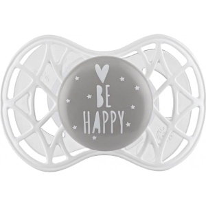 Ортодонтична пустушка Nuvita Air55 Cool 6m + "Be Happy" Сіра (NV7084PG)