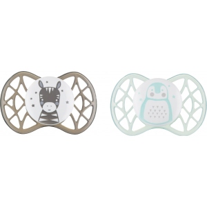 Ортодонтична пустушка Nuvita Air55 Explorer 0m + (зебра, пінгвін) 2 шт. (NV7066N)