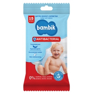 Вологі серветки для немовлят Bambik Antibac с экстрактом липы, 15 шт. (43406080)