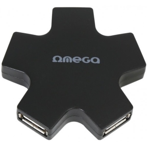 Хаб USB Omega 4 Port USB 2.0 Hub Star Black (OUH24SB)
