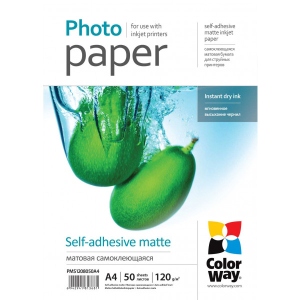 Фотопапір А4 Colorway Матовая самокл.120/80г/м, A4 PMS120-50 PMS1208050A4