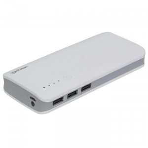 Батарея мобільна Manhattan 10000 mAh 3 USB 2.1A micro USB White (411127)