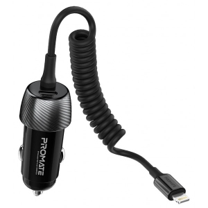 Автомобільний зарядний пристрій Promate Powerdrive-33pdi.Black