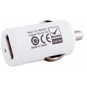 Автомобільний зарядний пристрій PowerPlant 1xUSB 2.1A White (DV00DV5037)