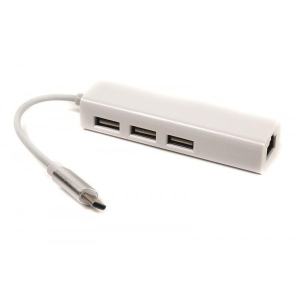 Переходнік USB-C - USB PowerPlant USB 3.1 Type-C - 3 порта USB 2.0 + Ethernet (CA910397)