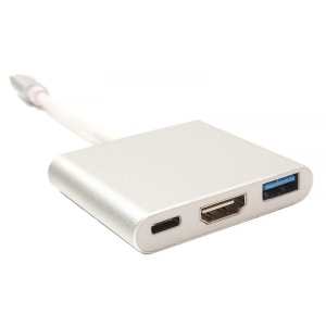 Переходнік USB-C - USB PowerPlant USB Type-C - HDMI/USB Multiport Adapter for MacBook 12, 0.15m (KD00AS1306)
