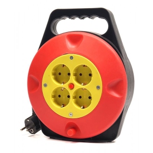 Подовжувач 220В PowerPlant JY-2002/10 (PPRA10M100S4) 4 розетки 10m Black-Red