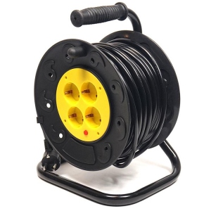 Подовжувач 220В PowerPlant JY-2002/25 (PPRA10M250S4) 4 розетки 25m Black-Yellow