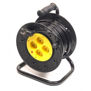 Подовжувач 220В PowerPlant JY-2002/20 (PPRA10M200S4) 4 розетки 20m Black-Yellow