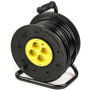 Подовжувач 220В PowerPlant JY-2002/50 (PPRA10M500S4) 4 розетки 50m Black-Yellow
