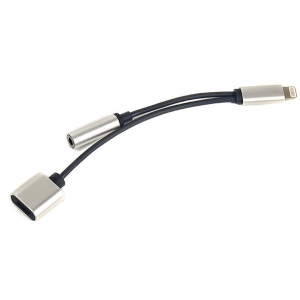 Перехідник аудіо PowerPlant Lightning-Audio 3.5mm 0.1m Silver (CA910410)