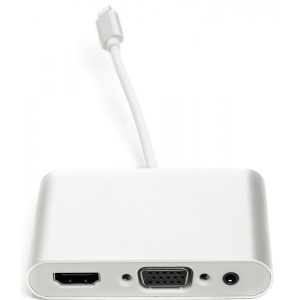 Уцінка - Перехідник HDMI PowerPlant Lightning (M) - HDMI, VGA, 3.5 мм (F) (CA911929) #