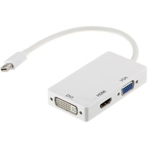 Адаптер Mini Display Port-HDMI PowerPlant miniDisplayPort(Thunderbolt)-HDMI, DVI, VGA, 0.2m White (CA910946)