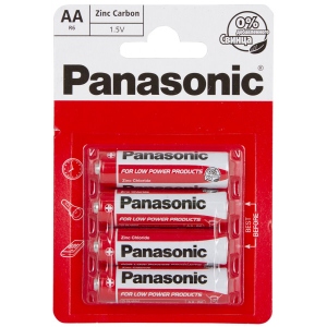 Батарейка тип AA Panasonic RED ZINK R6 BLI 4 ZINK-CARBON