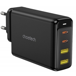 Мережевий зарядний пристрій Choetech 4xUSB 140W GaN 2хUSB-C+2хUSB-A (PD6005-EU-BK)