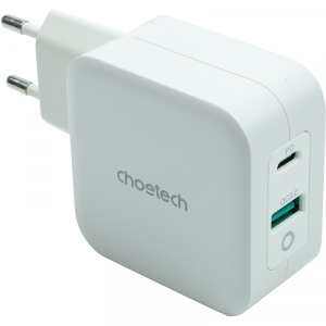 Мережевий зарядний пристрій Choetech GaN USB Type-C Type-A 65W PD QC (PD8002)