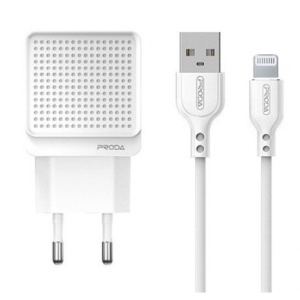 Мережевий зарядний пристрій Proda Saiya air А25i 2USB 18W White з кабелем Lighting (PD-A25i-Cab-WH)