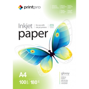 Фотопапір PrintPro 180g/m2, A4, 100л (PGE180100A4)