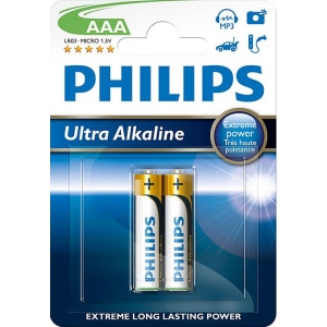 Батарейка тип AAA Philips Ultra Alkaline LR03-E2B (LR03E2B/10)