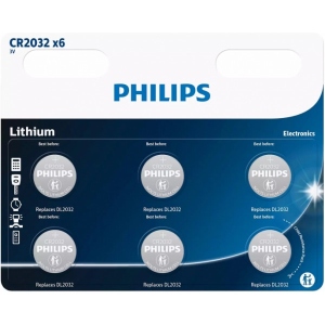 Батарейка тип CR2032 Philips CR2032 6 шт (CR2032P6/01B)