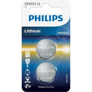 Батарейка тип CR2032 Philips Lithium CR 2032 BL 2 шт. (CR2032P2/01B)