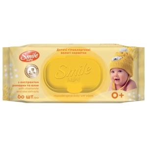 Вологі серветки для немовлят Smile "Екстракт ромашки і алое" з клапаном , 60 шт. (42113970)