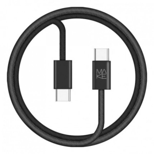 Кабель синхронізації даних MAKE Type-C to Type-C PD 65W 1м Nylon Black (MCB-CN1BK)